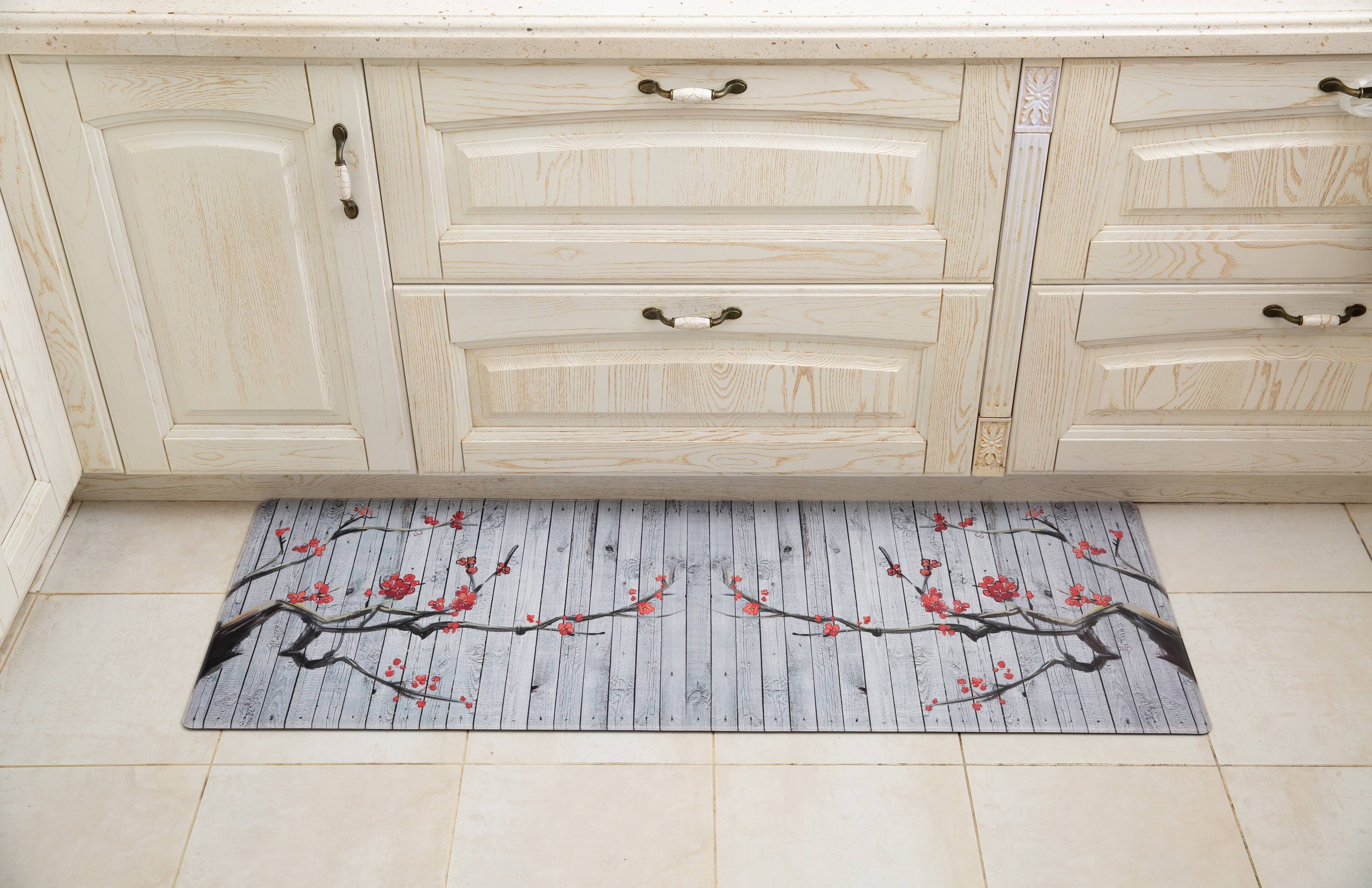 Angle. J&V TEXTILES - 20" x 55" Oversized Cushioned Anti-Fatigue Kitchen Runner Mat - Multi.