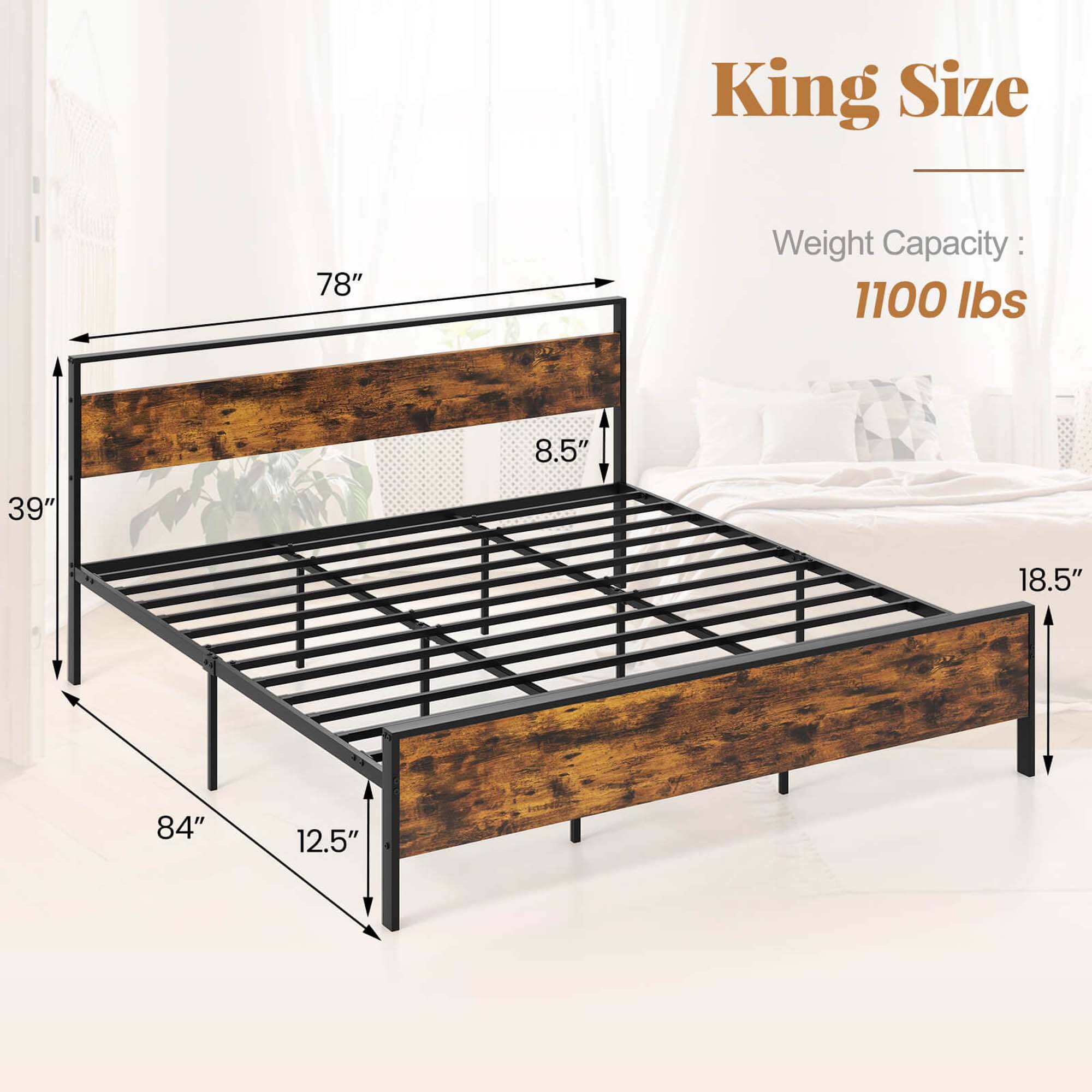 King Size 78" Weight Capacity: 1100 lbs 8.5" 39" 18.5" 84" 12.5"