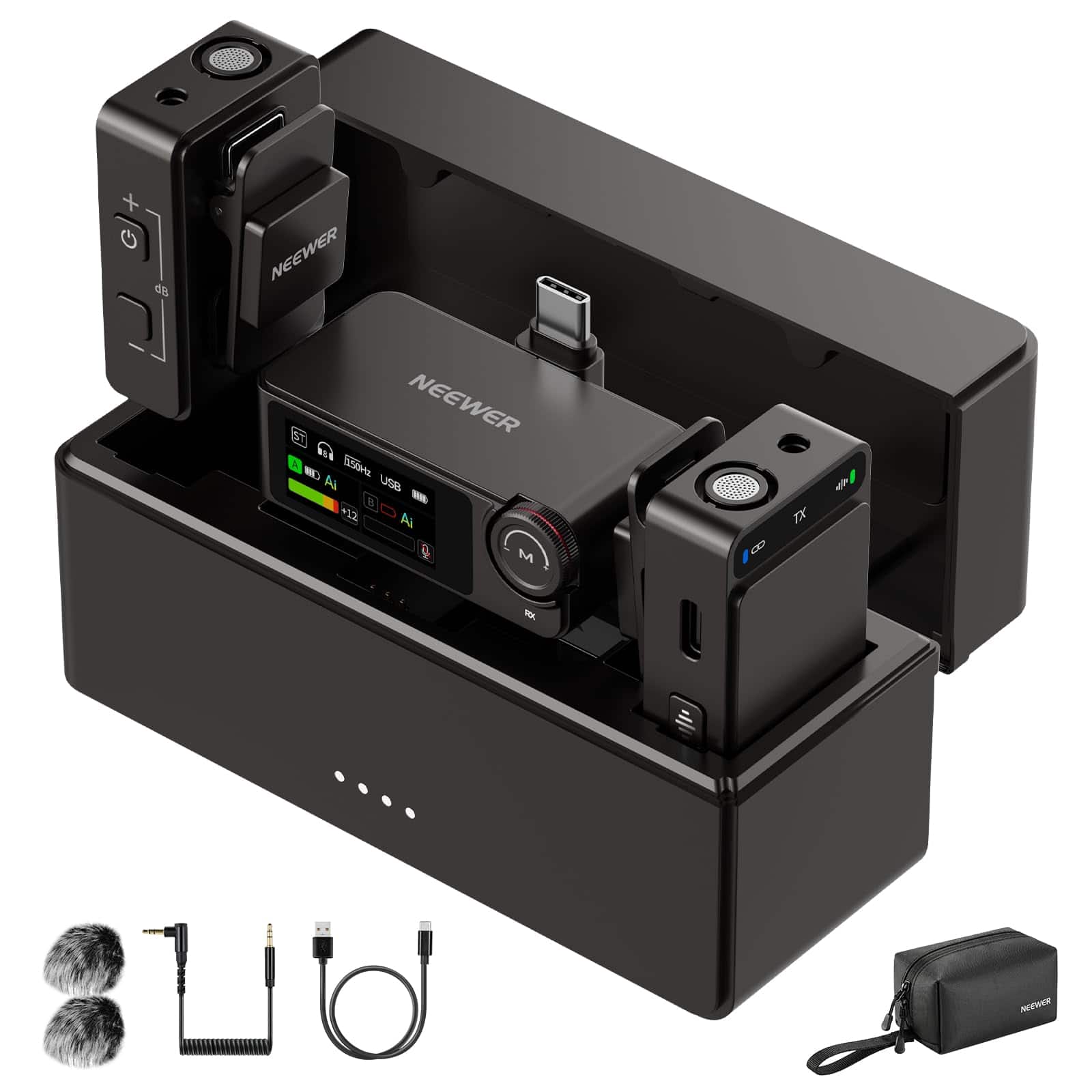 Neewer - CM36 Wireless Lav Mic, AI Noise Cancelling