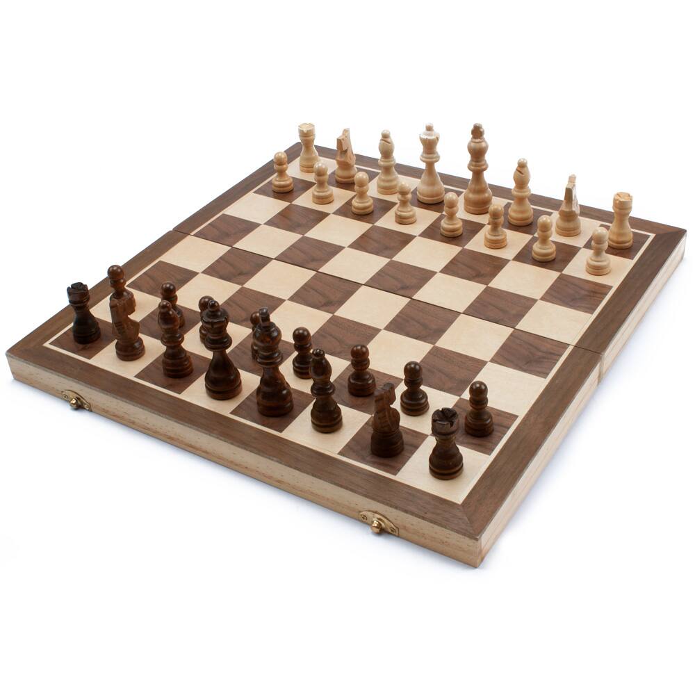 GSE Games & Sports Expert - 15" Magnetic Wooden Chess Game Set, Folding Chess Board Set with 32 Chessmen & Storage Box