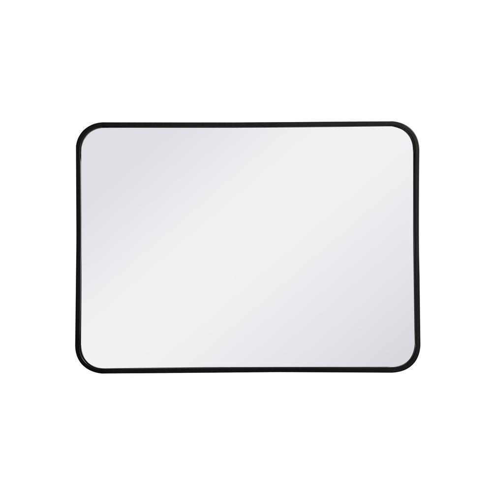 Back. Elegant Decor - Soft corner metal rectangular mirror 22x30 inch in Black - Black.