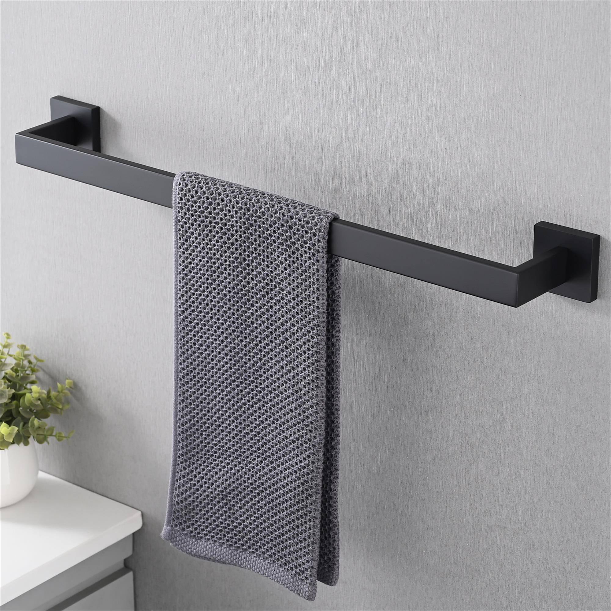 Alt View 5. Boyel Living - 5-Piece SUS304 Bathroom Set: Towel Bar + Ring + Hooks + TP Holder Brushed Finish - Black.