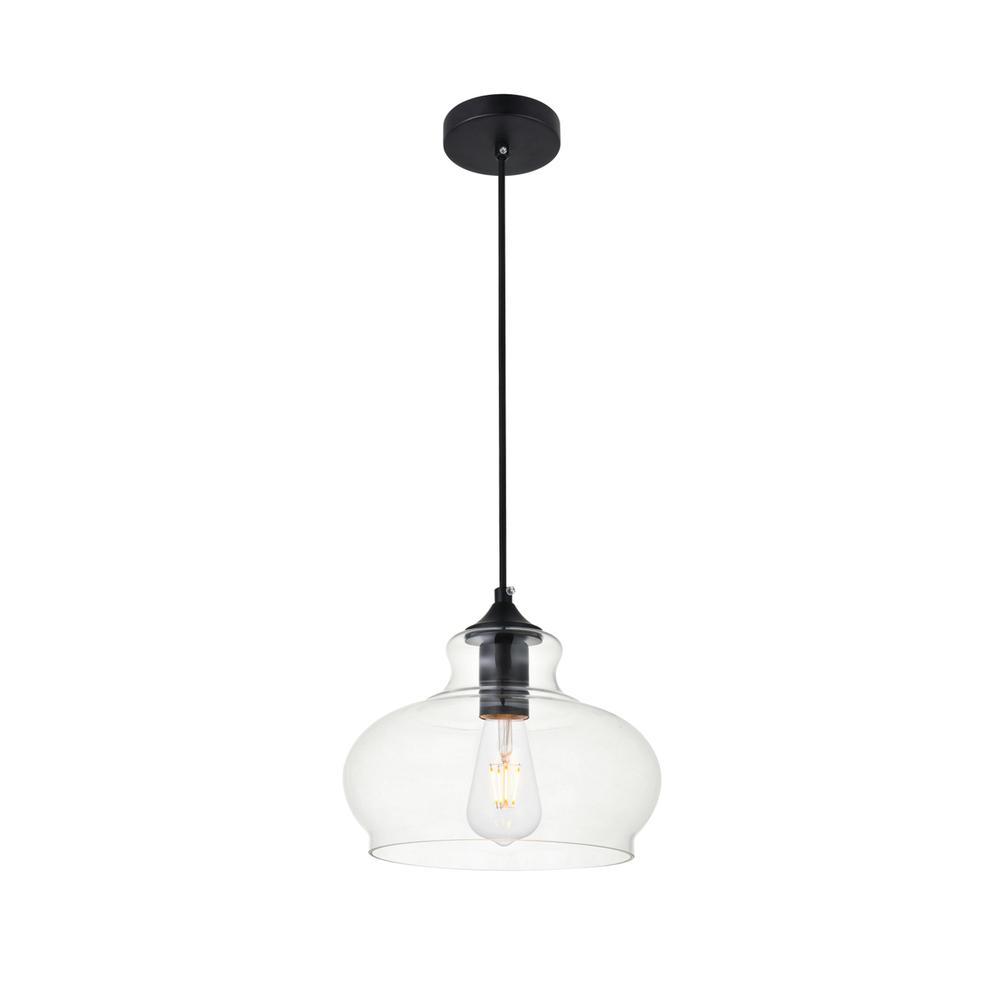 Alt View 2. Living District - Destry 1 Light Black Pendant With Clear Glass - Black And Clear.