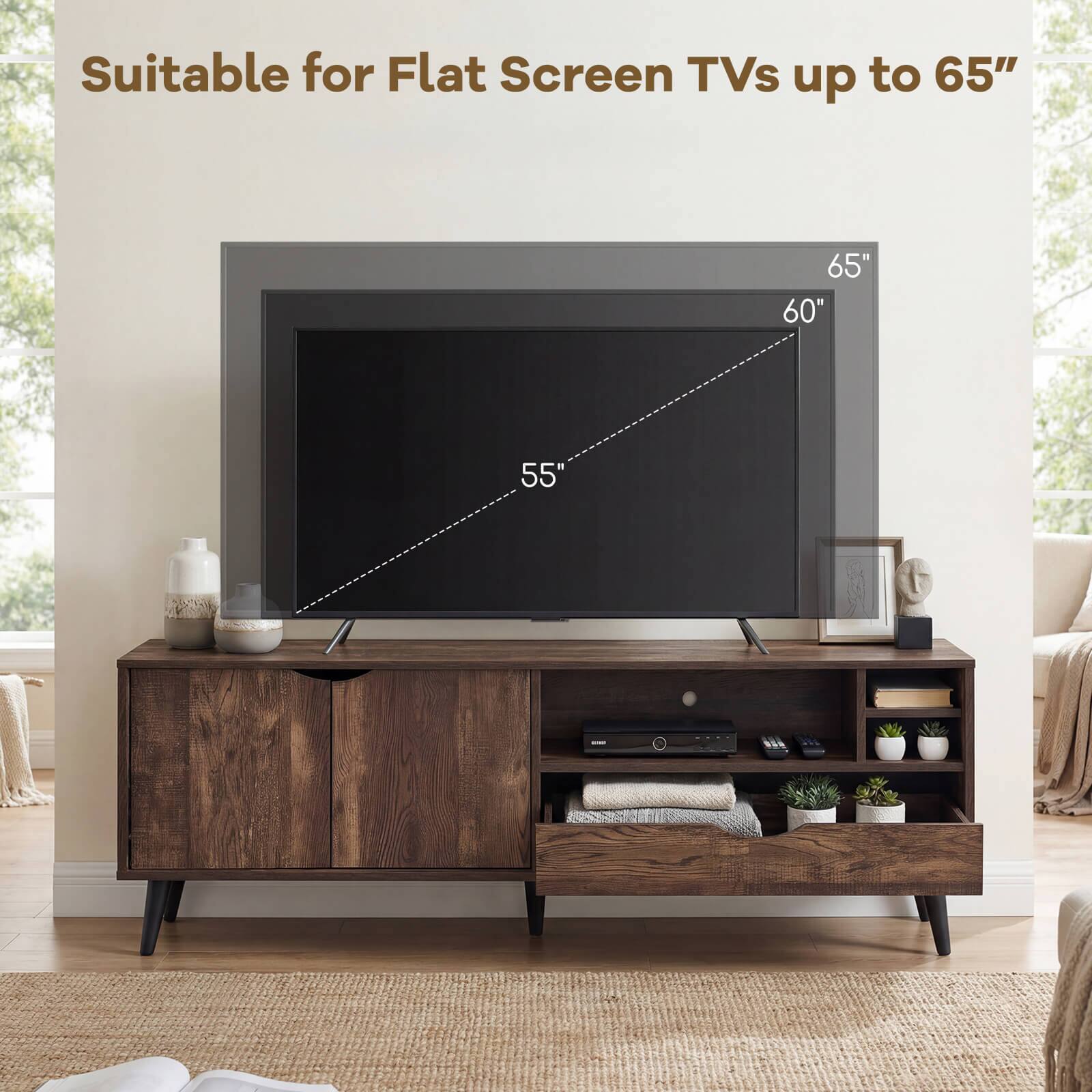 Suitable for Flat Screen TVs up to 65"  
65"  
60"  
55"
