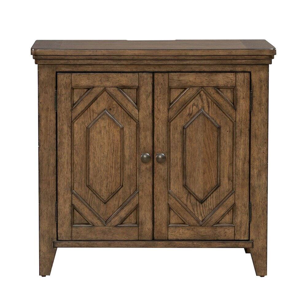 Alt View 1. Liberty Furniture Industries - Carolina Park 2 Door Bedside Chest with AC USB Charging Station - Amber Brown - Amber Brown.