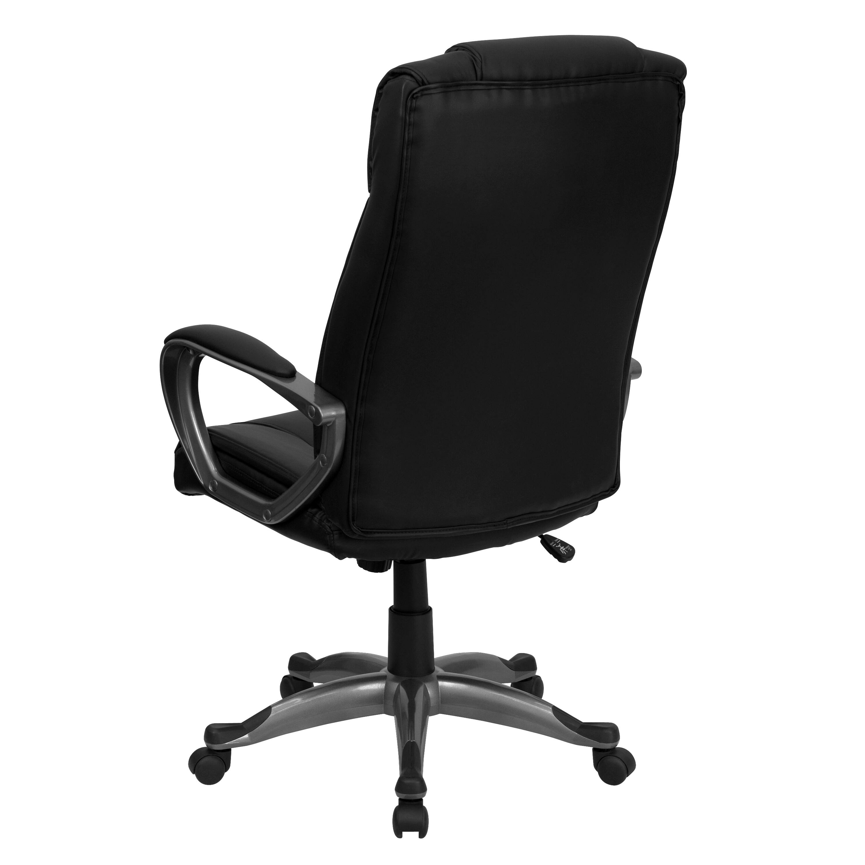 Alt View 5. Emma + Oliver - High Back Leather Executive Swivel Office Chair with Lip Edge Base and Arms - Black.