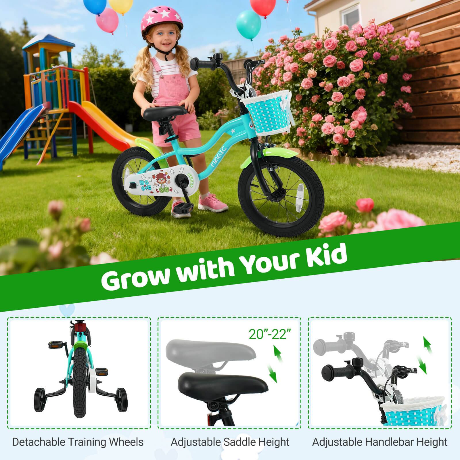 CELTO C MAGIC  
Your Kid Grow with 20"-22" Detachable Training Wheels Adjustable Saddle Height Adjustable Handlebar Height  

Grow with Your Kid  

- Detachable Training Wheels  
- Adjustable Saddle Height  
- Adjustable Handlebar Height