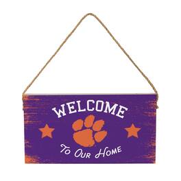 Evergreen Enterprises - Clemson Tigers 6" x 11" Welcome Home Wood Wall Sign with Rope Hanger - Multicolor