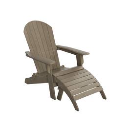 WestinTrends - Tuscany 2-Piece HIPS Outdoor Folding Adirondack Seashell Chair With Folding Ottoman - Taupe