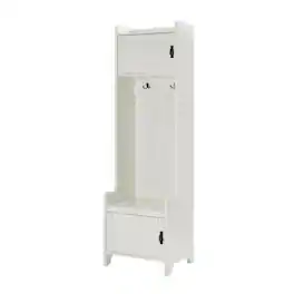 FurniFact - White Narrow Hall Tree - Distressed White