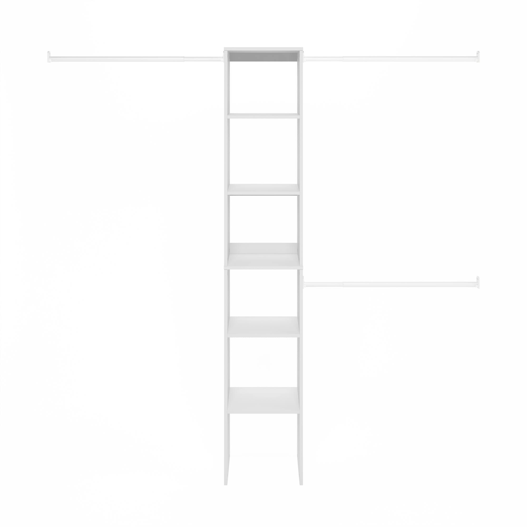 Alt View 2. Furinno - Fano Clothing & Closet Storage Organizer Shelf Tower with 3 Hanging Bars - White.