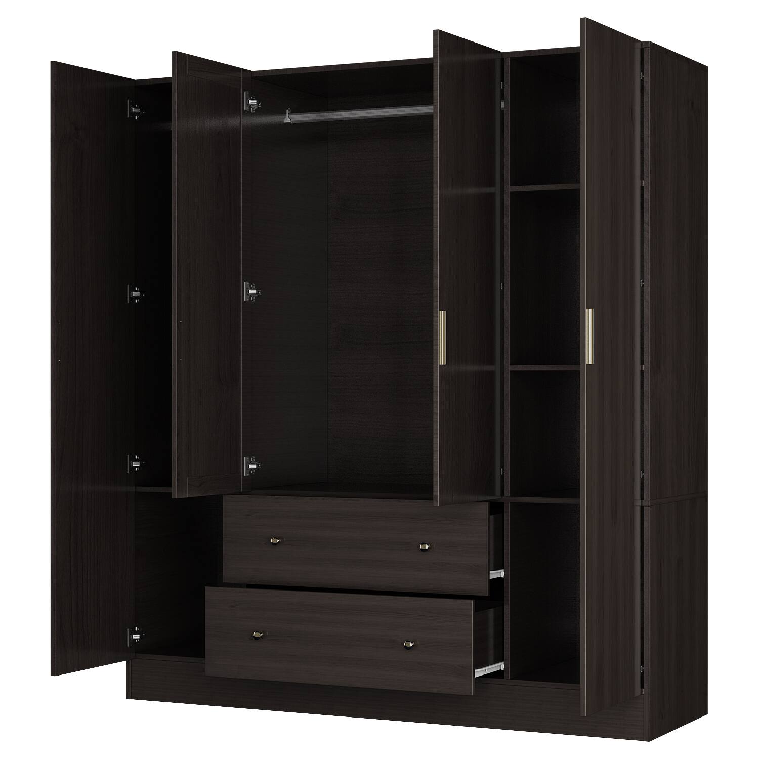 FUFU&GAGA Chocolate Classic Wardrobe: Chic Storage with Golden