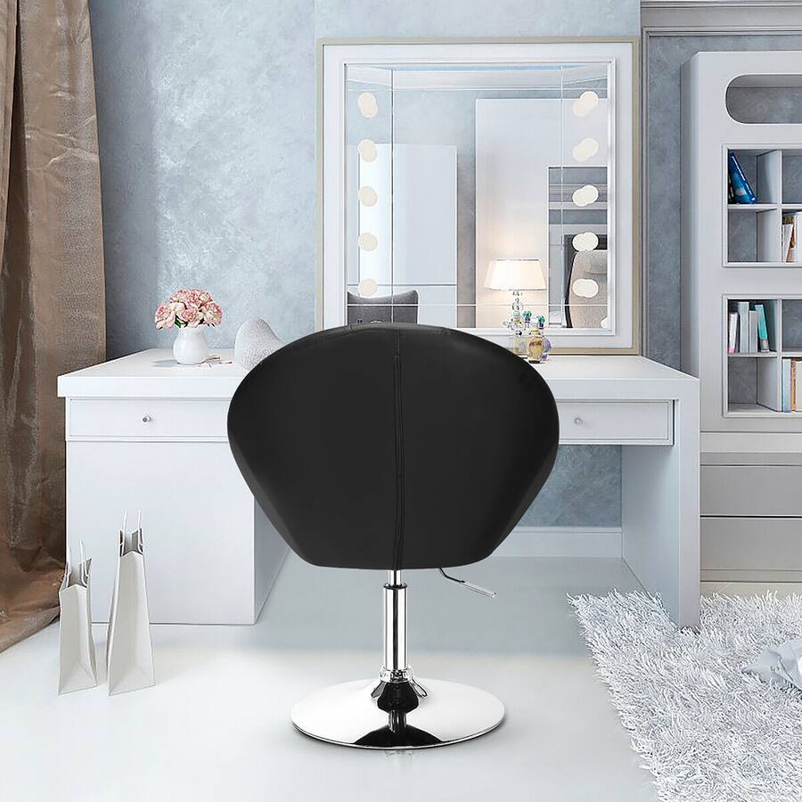 Costway 1PC Accent Chair Adjustable Modern Swivel Round Tufted Back PU ...