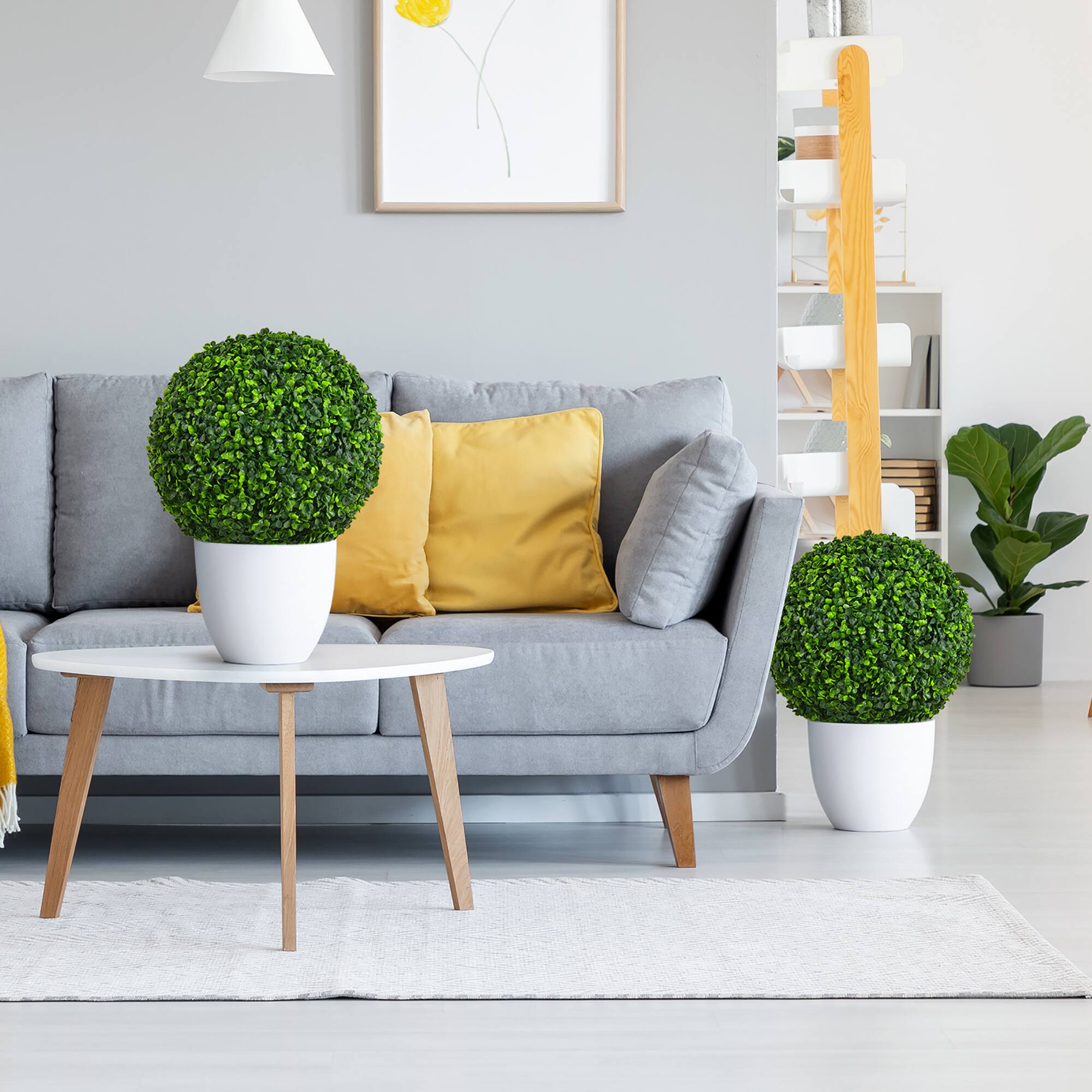 Alt View 1. Costway - Costway 2 PCS 15.7" Artificial Boxwood Topiary Balls UV Protected Indoor Outdoor - Green.