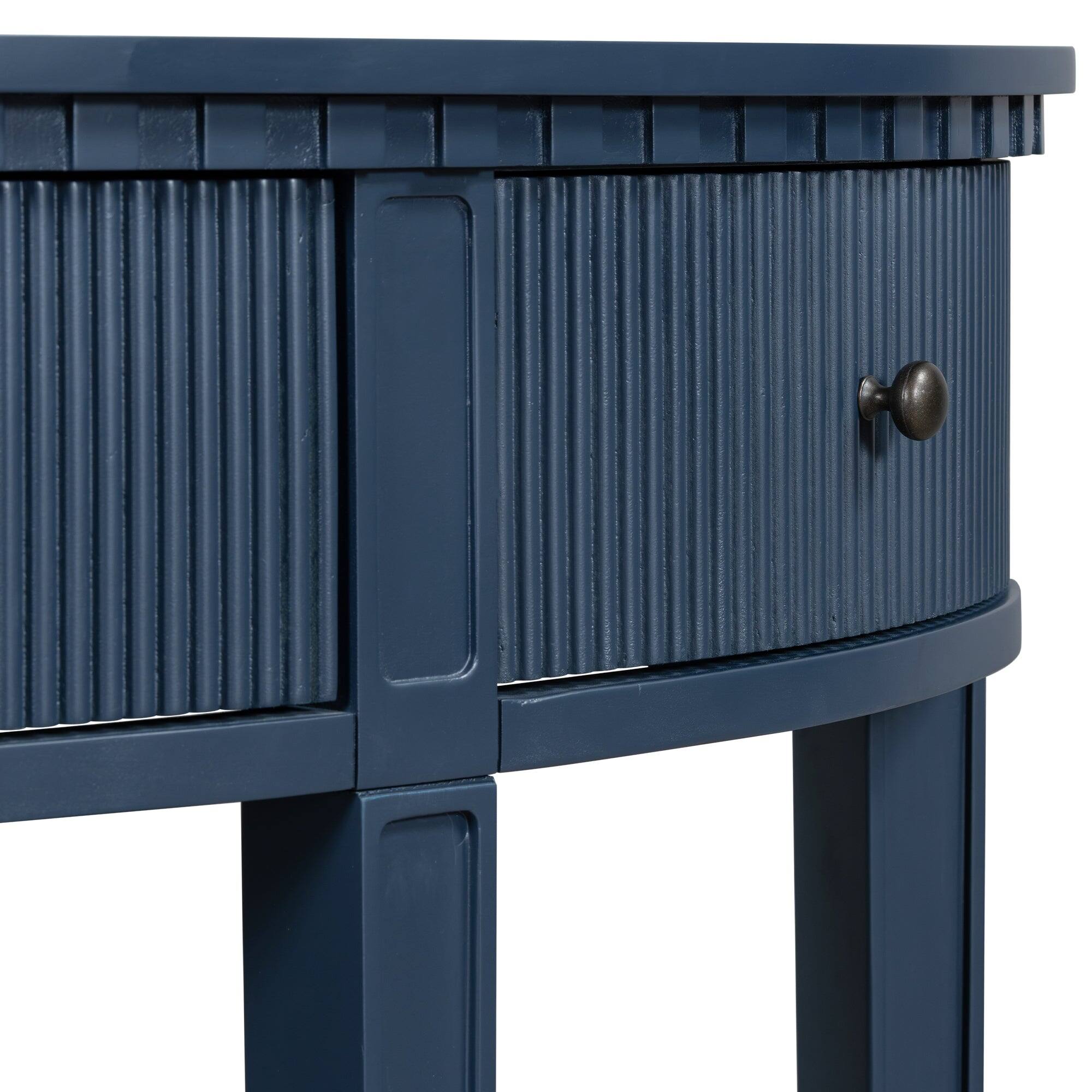 Alt View 5. Boyel Living - Modern Vertical Stripe Console Table with 3 Drawers and Solid Pine Legs - Blue.