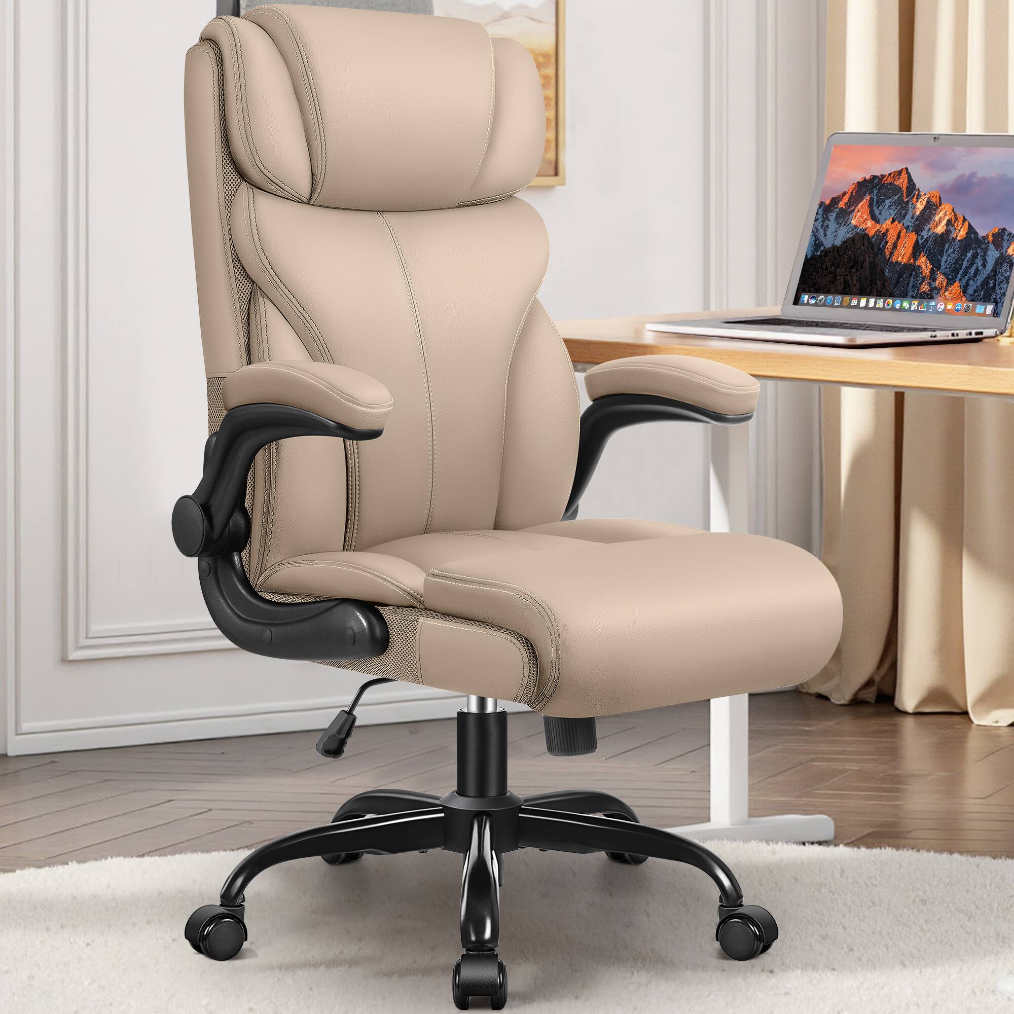 Brick Attic - Office Chair, Ergonomic Computer Desk Chairs, Executive Leather Chair with Adjustable Flip-up Armrests, Rocking Function - Khaki price history on PriceWatchPro