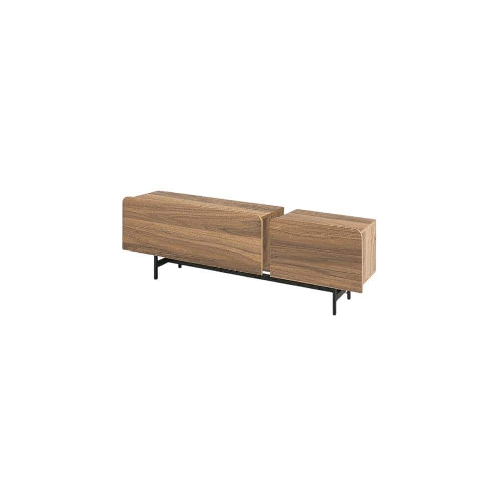 FurniFact - Walnut Modern TV Stand for 75-Inch Screen with Engineered Wood Finish - Brown