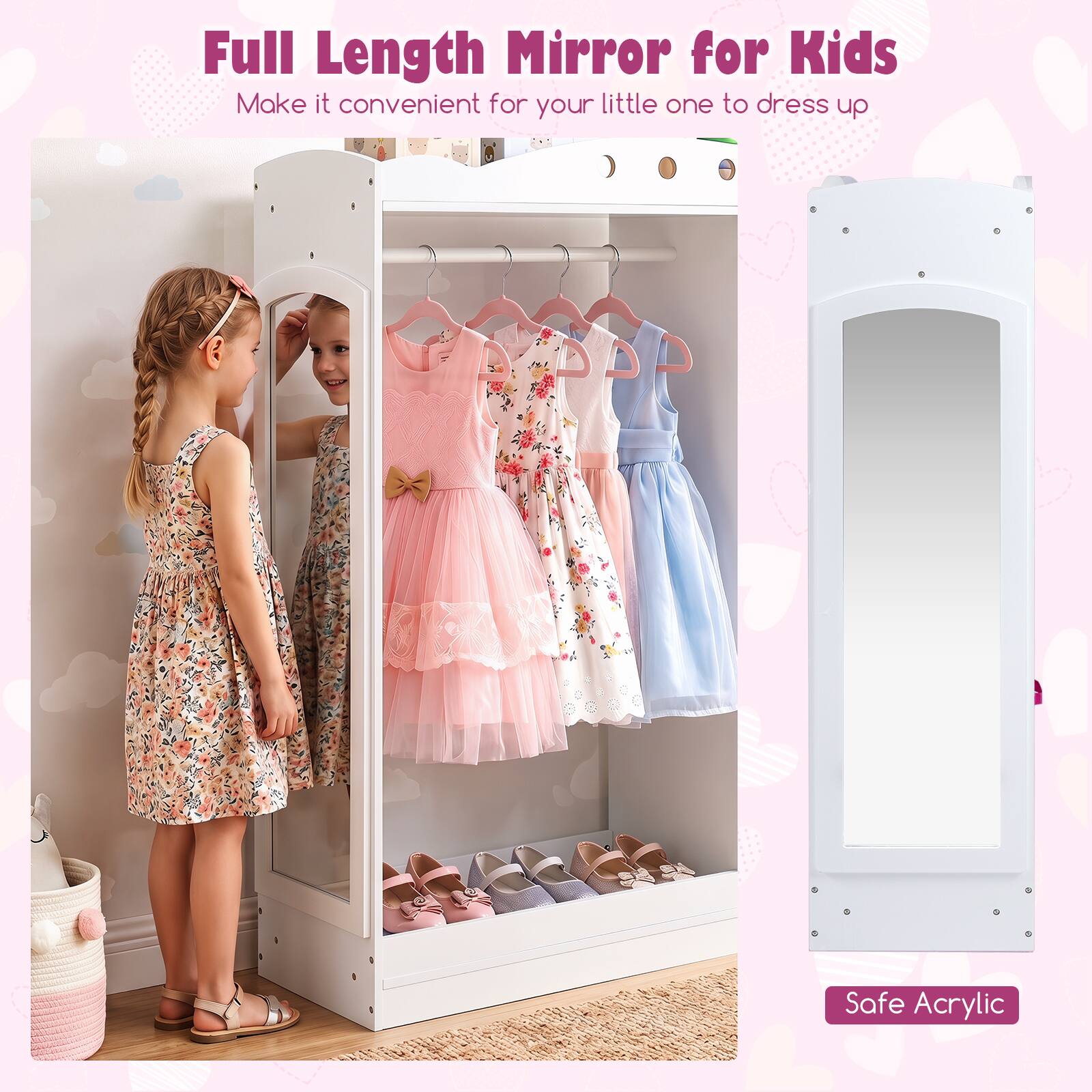 Full Length Mirror for Kids  
Make it convenient for your little one to dress up  
Safe Acrylic