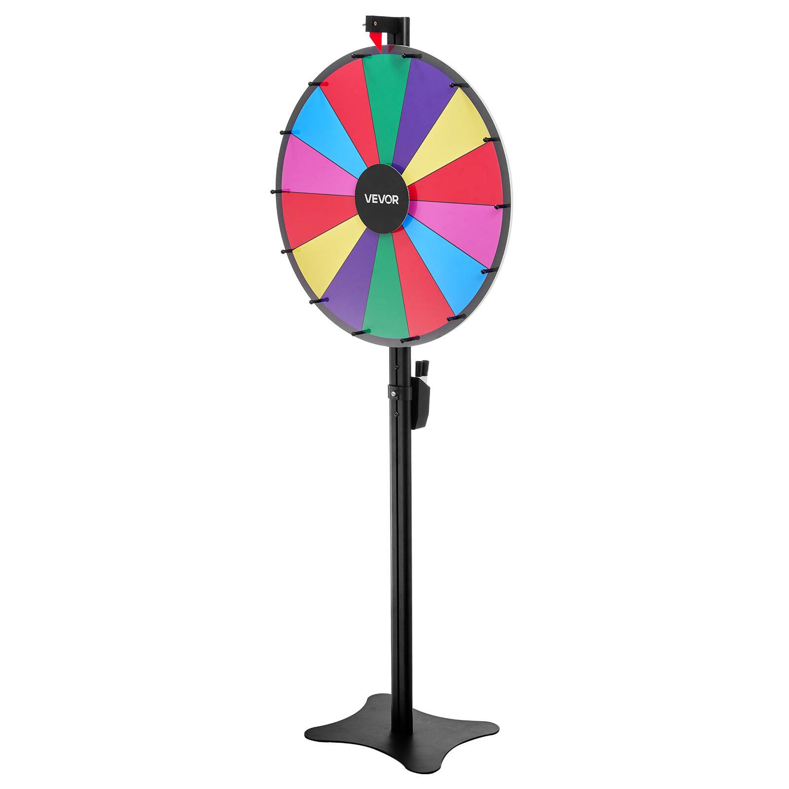 Alt View 5. VEVOR - 24 in Spinning Prize Wheel, 14 Slots Spinning Wheel with Stand, Adjustable Height Win Fortune Roulette with a Dry Erase - Colorful.