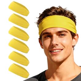 Unique Bargains - Sport Headbands for Men & Women, Stretchy Sweatband Absorbent Headbands, 6pcs - For Yoga/Sports/Running/Fitness/Cycling - Yellow
