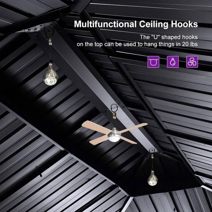 Multifunctional Ceiling Hooks

The "U" shaped hooks on the top can be used to hang things in 20 lbs