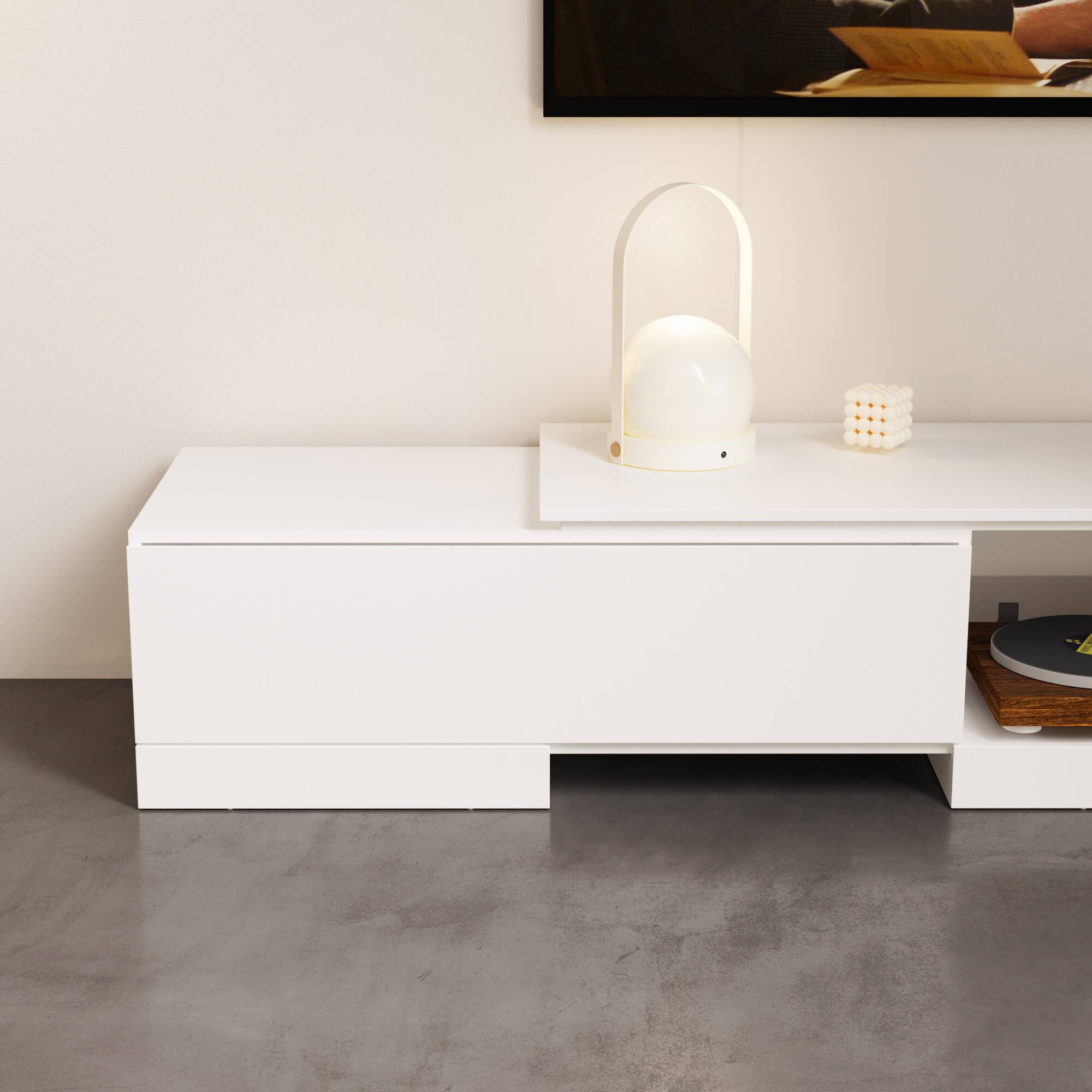 Alt View 7. Famapy - Famapy Extendable TV Stand: 70 - Inch TV Fit, Adjustable Storage & Sleek White Design - White.