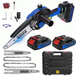 JETRANSPORT - Cordless Pole Saw&mini Chainsaw 2-in-1 6 Inch Electric Handheld Chain With 2pcs 2000mah Rechargeable Saws Exte - Navy Blue