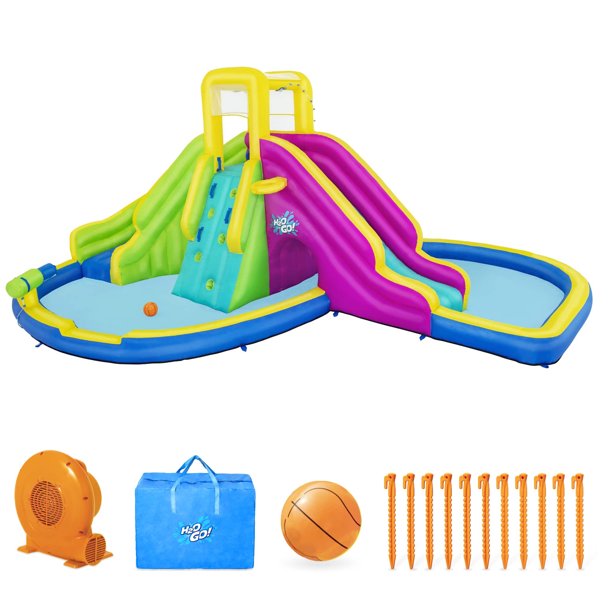 Bestway - H2OGO! Funfinity Splash Kids Inflatable Mega Water Park with Air Blower - Multicolor