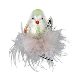 Inge Glas - Birdie in Nest Clip On German Christmas Ornament FREE BOX 2.4 Inch - Multicolor