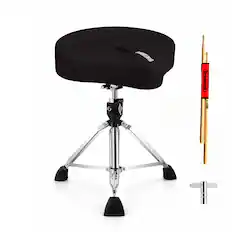 Front. 5 CORE - 5 Core Drum Throne w 4.5" Padded Stool Adjustable Drummer Chair - Black.