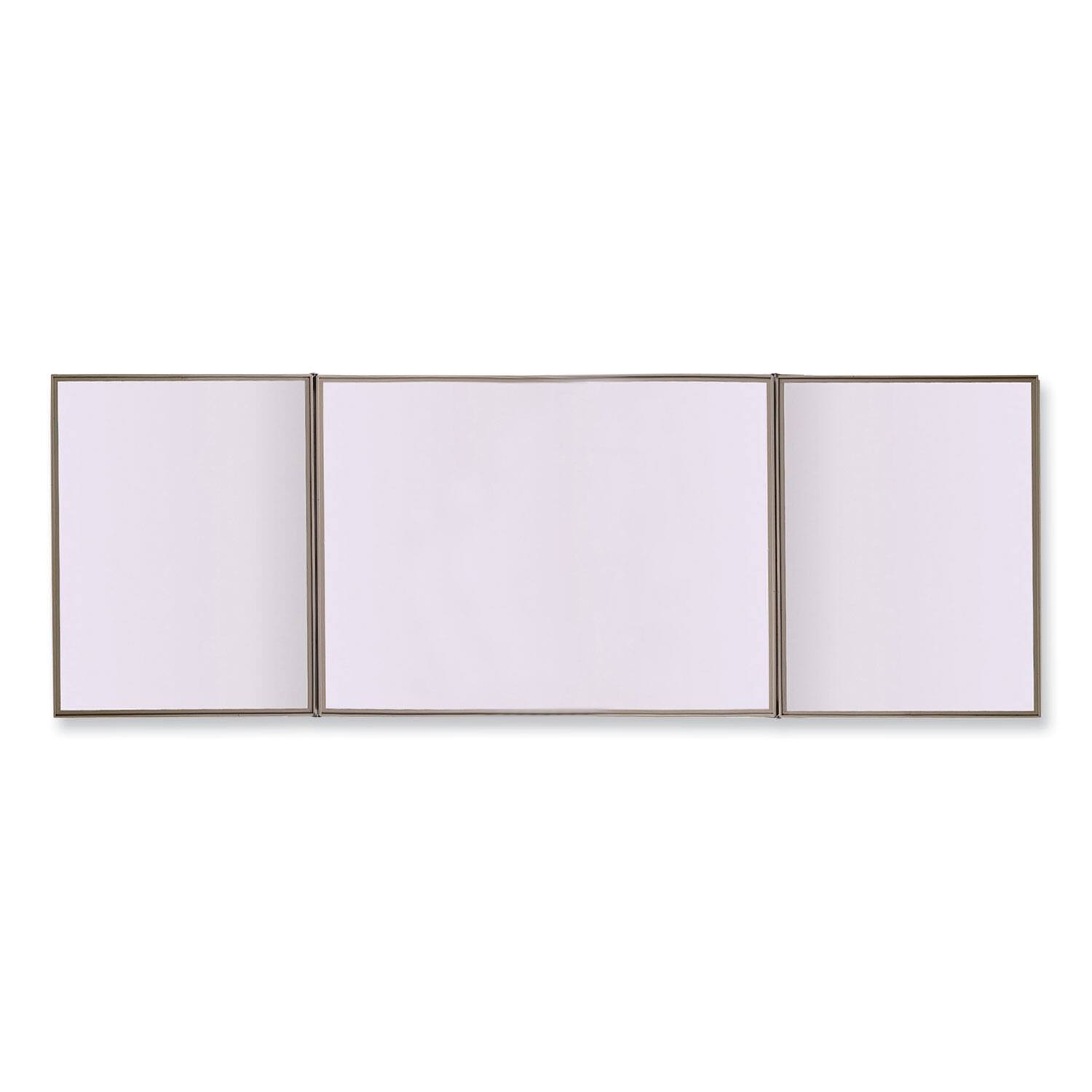Left. Ghent - VisuALL PC Whiteboard Cabinet with Fabric Bulletin Board Exterior Doors, 36" x 24", Satin Aluminum Frame.