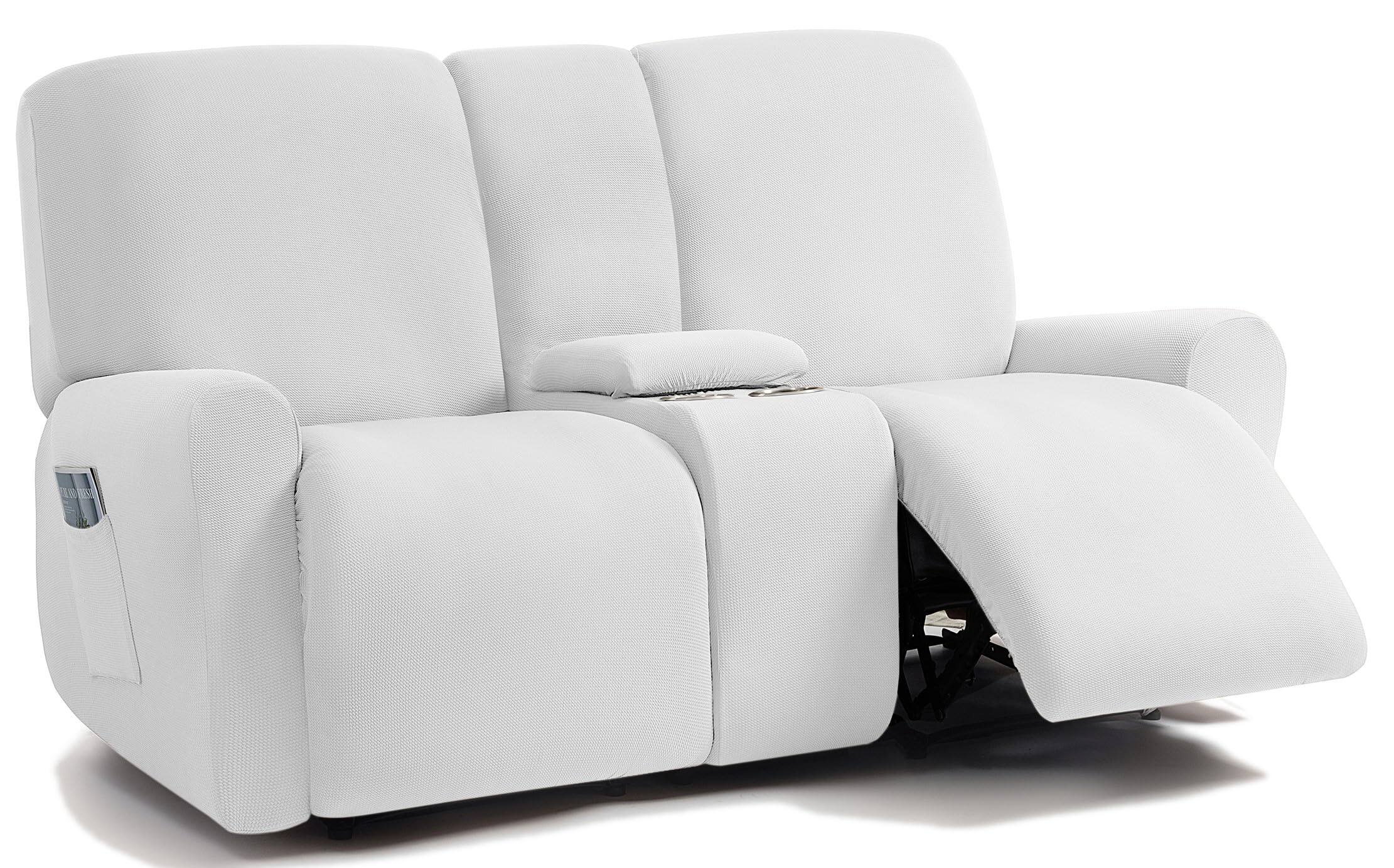 Ivory Loveseat With Console Recliner Cover