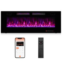 Boyel Living - 50 Inch Ultra-Thin Electric Fireplace with Decorative Crystals