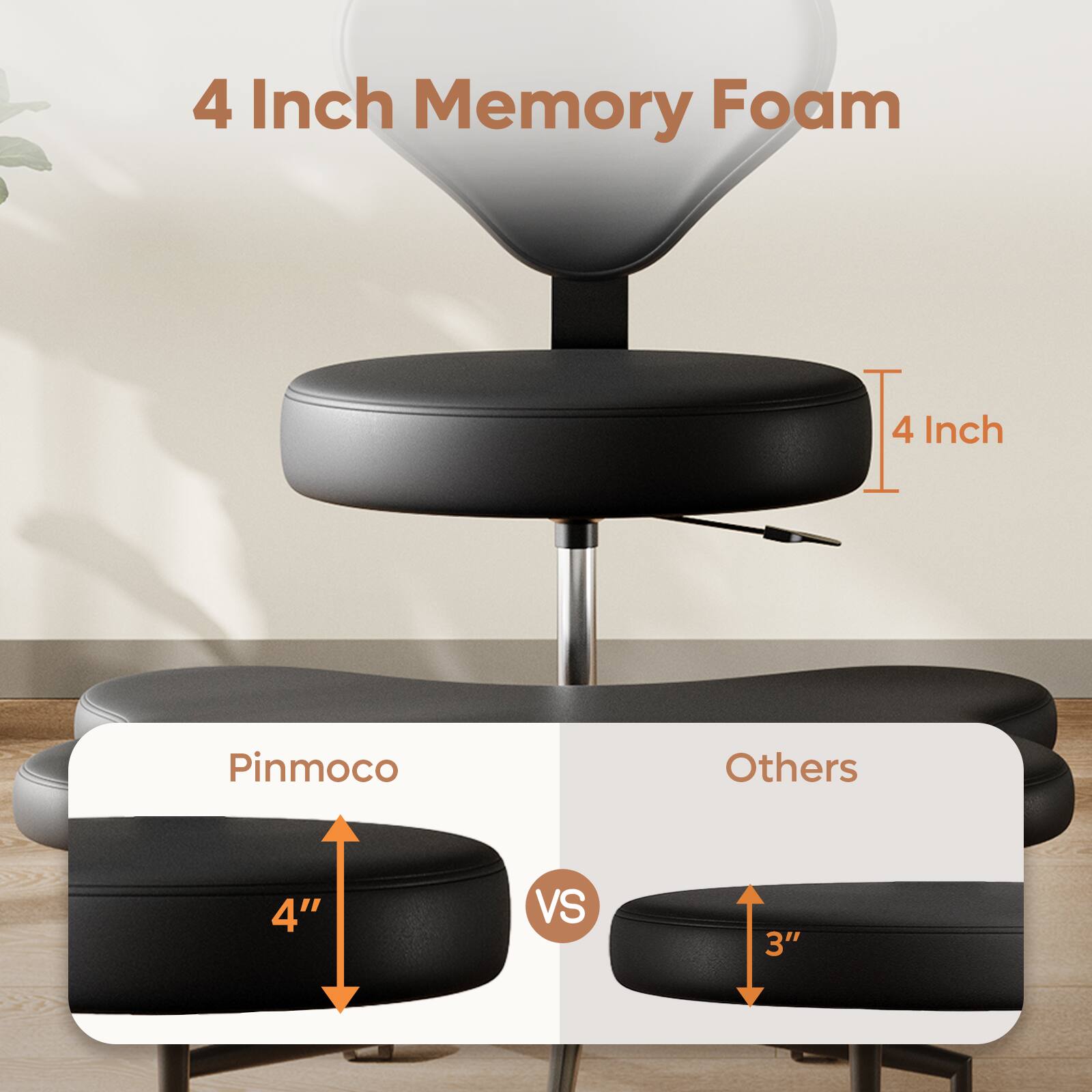 4 Inch Memory Foam

4 Inch

Pinmoco
4" 

VS

Others
3"