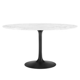 Lippa 54" Round Faux Marble Dining Table by Modway - Black White
