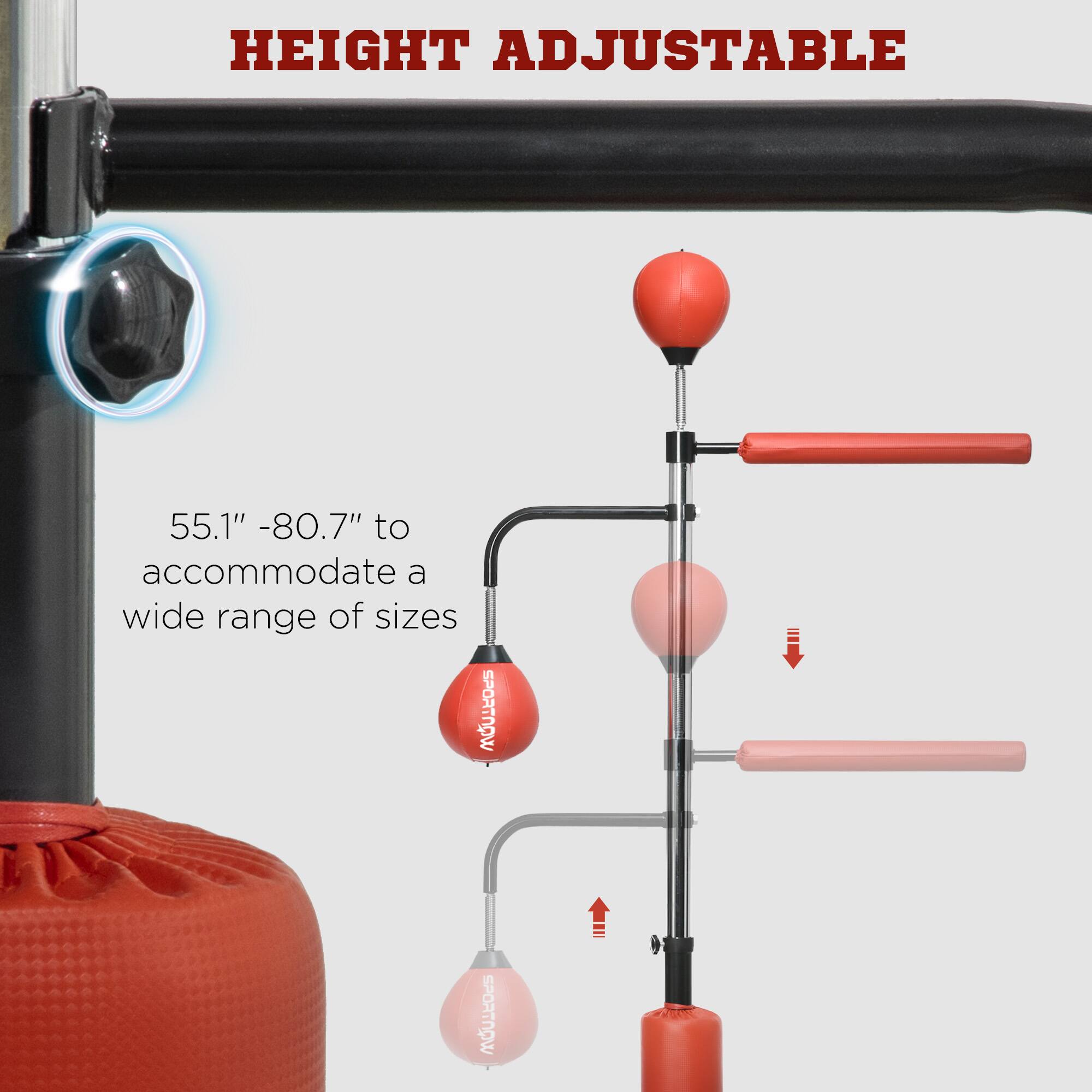 HEIGHT ADJUSTABLE

55.1" - 80.7" to accommodate a wide range of sizes