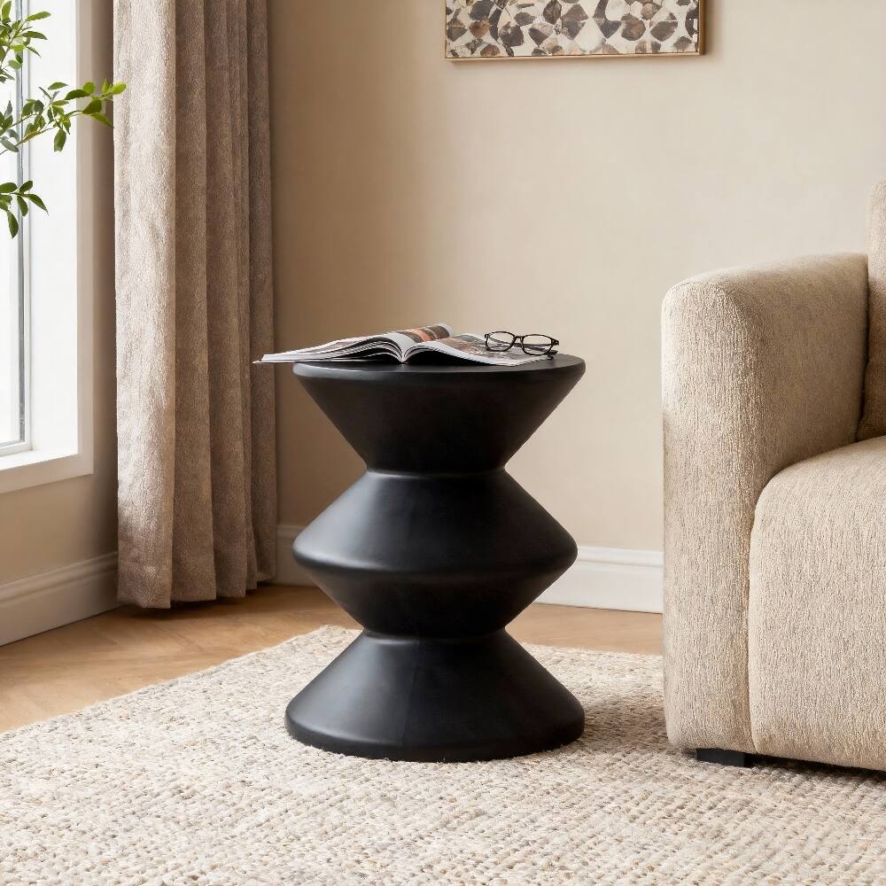 Angle. Loheer - Loheer Concrete Side Table Outdoor Modern Black End Table - Black.