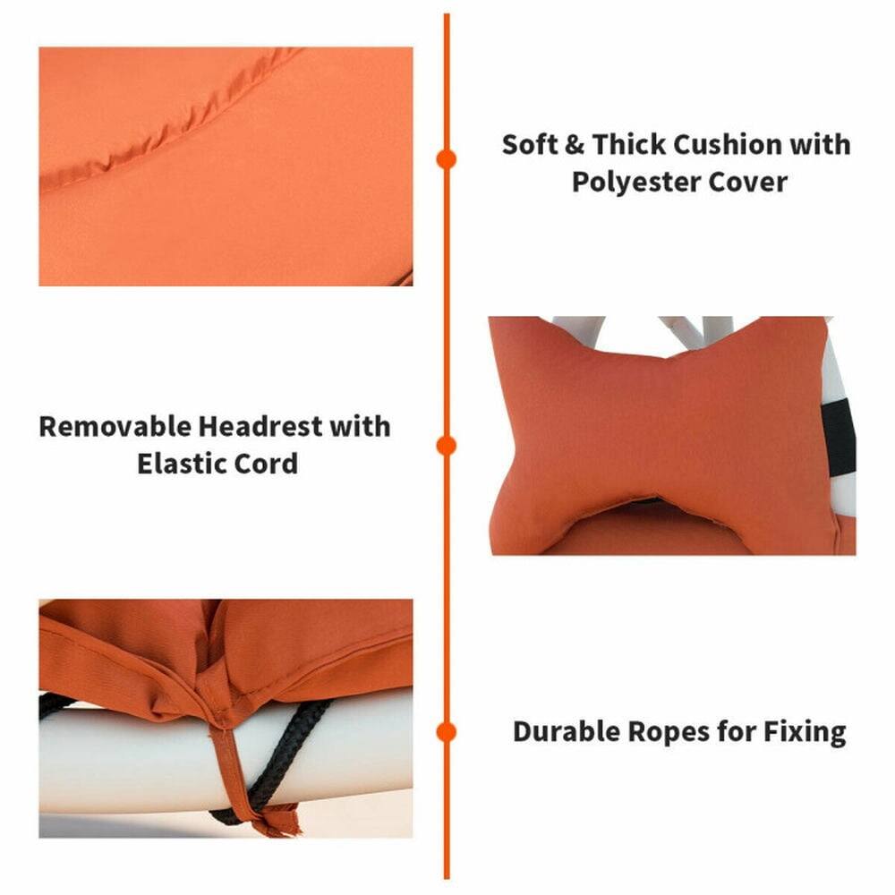 Soft & Thick Cushion with Polyester Cover  
Removable Headrest with Elastic Cord  
Durable Ropes for Fixing