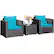 Front. Costway - 3PCS Patio Rattan Wicker Furniture Set Sofa Table W/Cushion - Turquoise.