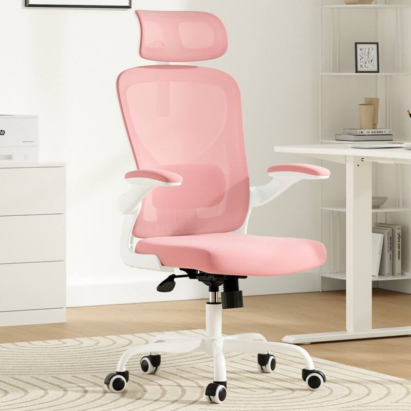 Angle. HTUTWOO - Ergonomic Office Chair, Home Office Desk Chair with Headrest with Armrests and Adjustable Lumbar Support for Office,Game - Pink.