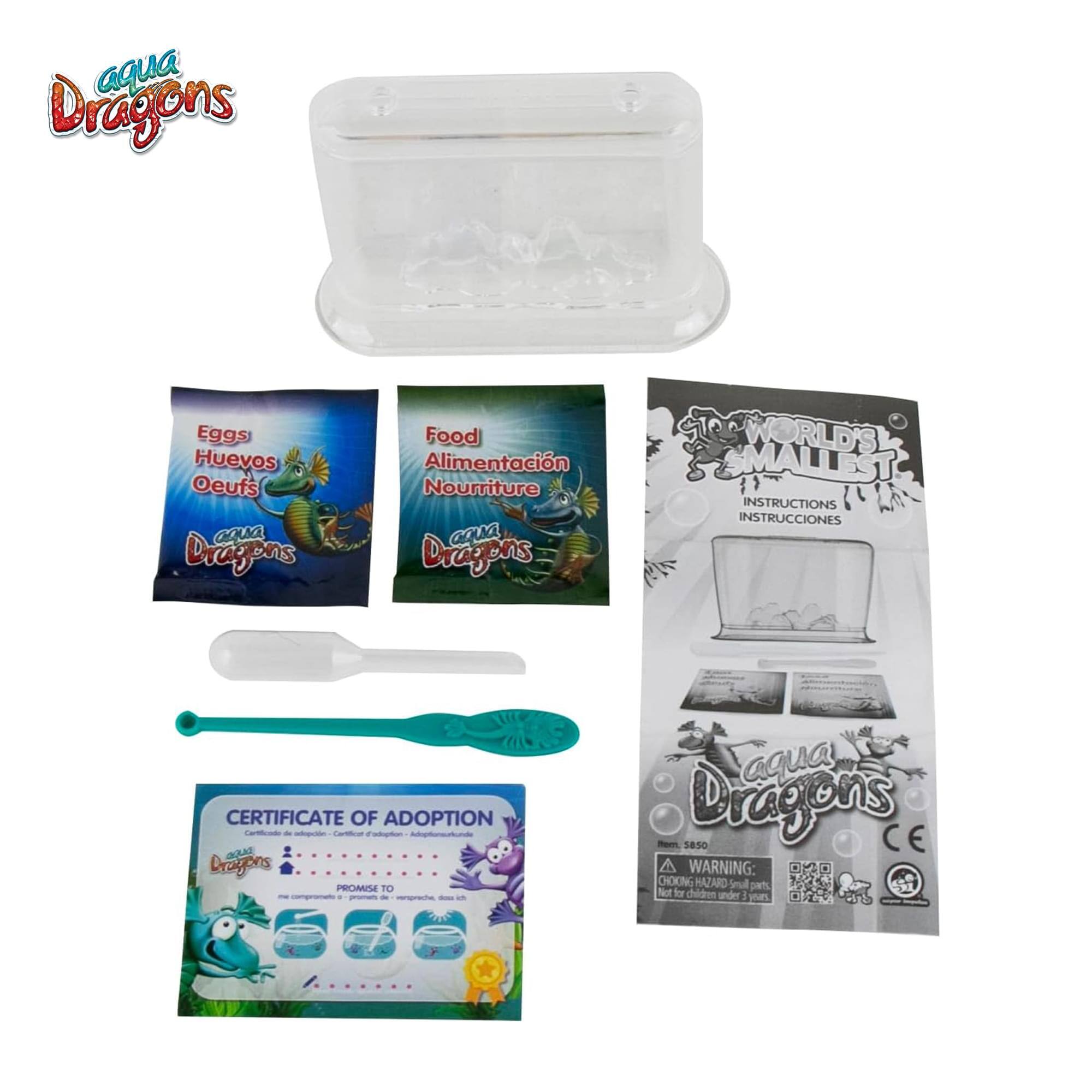 aqua Dragons Eggs Huevos Oeufs CRLAC Dragons Food Alimentación Nourriture aqua Dragons STAWORLD'S SMALLEST INSTRUCTIONS INSTRUCCIONES CERTIFICATE OF ADOPTION - aga Dragons PROMISE TO aqua Sas0 Dragons CE A WARNING: CHOON MAZARO Smul pats Not to children under a mes