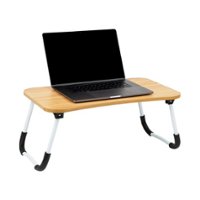 Mind Reader - Lap Desk Laptop Stand, Bed Tray, Folding Legs, Couch Table, Portable, MDF , 23.25"L x 13.75"W x 10.5"H - Beige - Front_Zoom