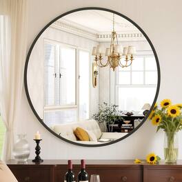 Cedar Assembly - Round Wall Mirror Bathroom Mirrors For Over Sink Circle Entryway Bedroom Vanity Shatterproof Mirror - Black-24"L x 36"W-Rectangle