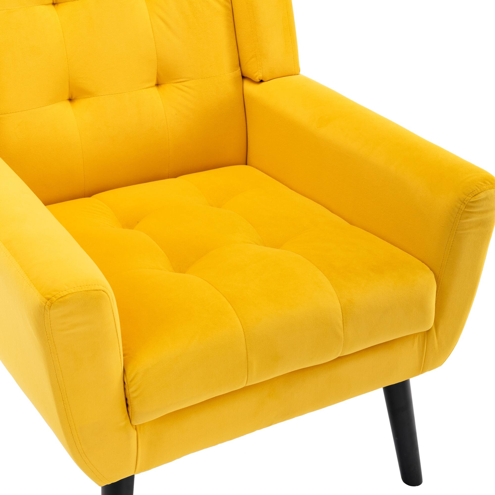 Alt View 7. GOODSILO - Luxury Velvet Upholstered Accent Chair with Ergonomic Design for Living Room and Bedroom Comfort - Yellow.