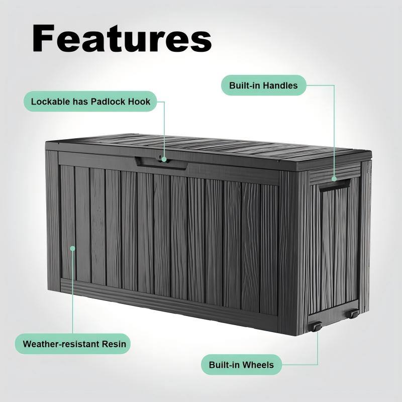 Features

- Lockable has Padlock Hook
- Built-in Handles
- Weather-resistant Resin
- Built-in Wheels