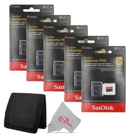 SanDisk Professional - 5x Sandisk 128GB Extreme Pro UHS-I Micro SD Up to 200MB/s Read 90MB/s Write with Card Wallet