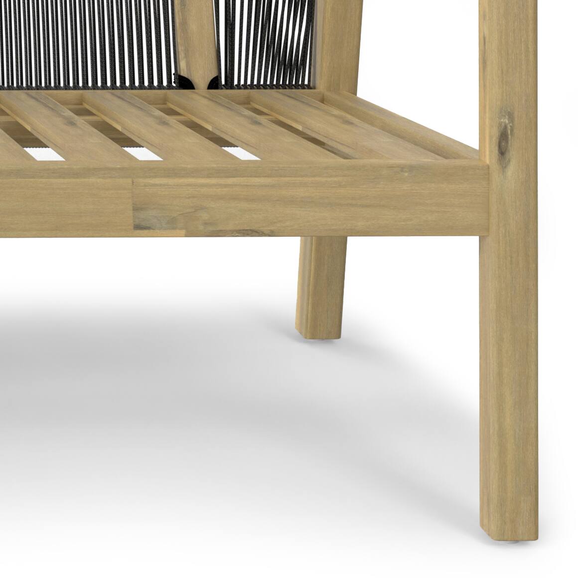 Alt View 5. Simpli Home - Palmetto SOLID ACACIA WOOD 58 inch Wide Contemporary Outdoor Sofa in Polyester Fabric, Fully Assembled - Stone Grey.