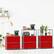 Alt View 4. Malletson - 3-Tier Modular Metal Sideboard Buffet, Modern Storage Accent Cabinet with Doors for Kitchen Dining Room - Red.