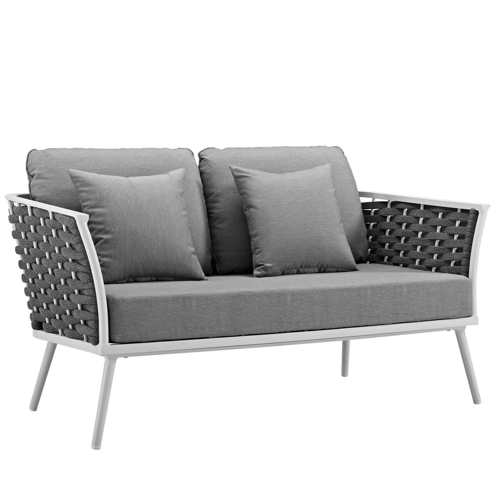 Angle. Modway - Stance Outdoor Patio Aluminum Loveseat by Modway - White Gray.