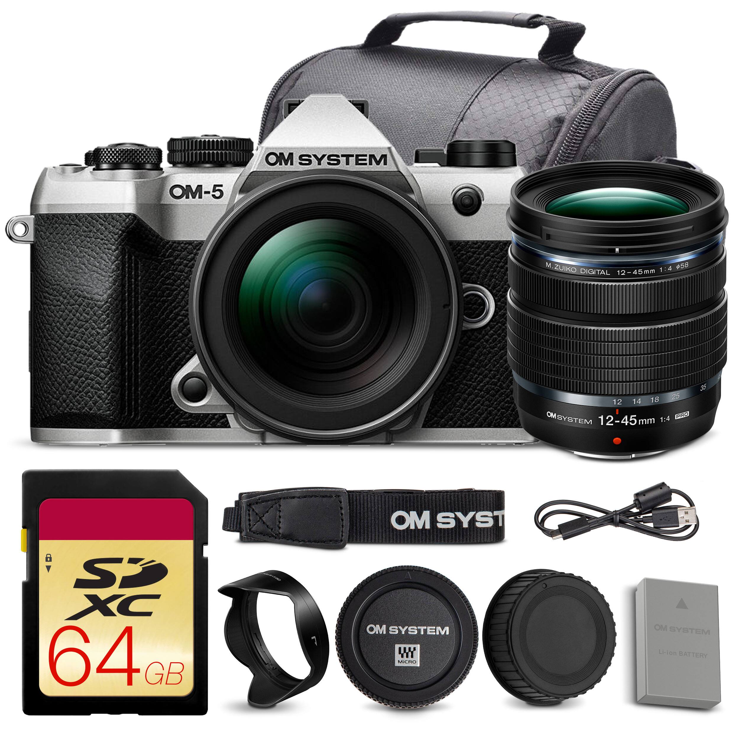 OM SYSTEM OM-5 M.ZUIKO DIGITAL 12-45mm 1:4 J OM SYSTEM 12-45mm 1:4 J SD XC 64 GB 1 OM SYSTEM WY MCU OM SYSTEM L-ion BATTERY
